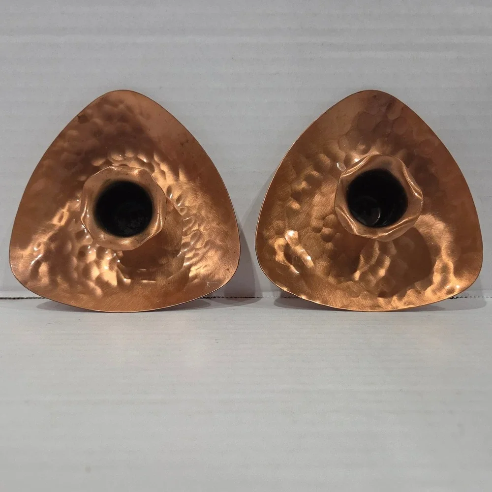 Gregorian Hammered Solid Copper Candle Holders Set of 2 USA Made Vintage 4 Inch